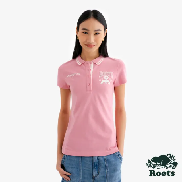 【Roots】Roots女裝- ATHLETIC REMIX SLIM FIT 短袖POLO衫(亮粉色)