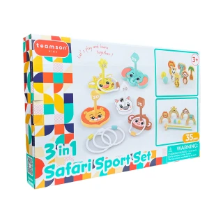 【Teamson】木製三合一豪華遊戲組(熱門款遊戲玩具組一次擁有)