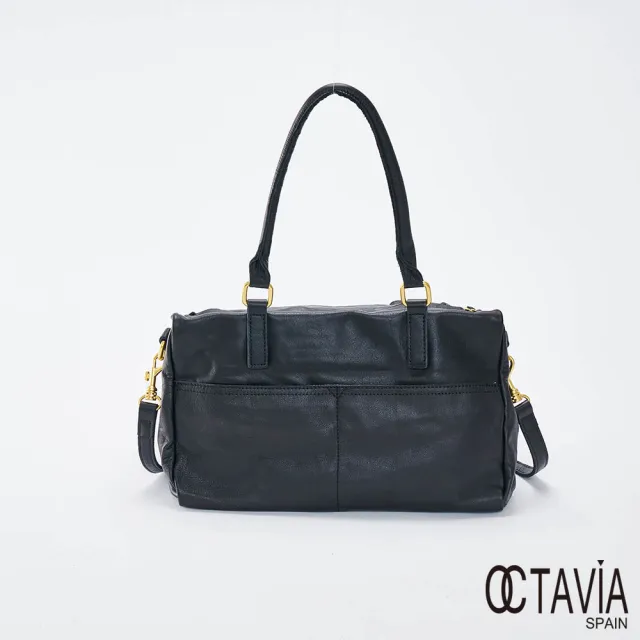 【OCTAVIA 8】雙11 OCTAVIA8 真皮-  BIG QUEENS  牛皮手提肩背單把空氣方包 - 皇家黑(OCTAVIA 8 