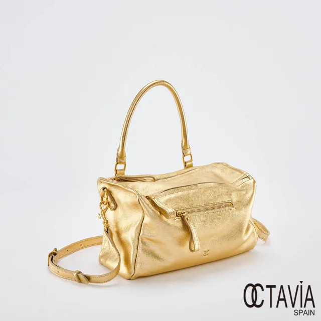 【OCTAVIA 8】雙11 OCTAVIA8 真皮- QUEEN  牛皮手提肩斜背單把空氣方包 - PARTY 金(OCTAVIA 8 真