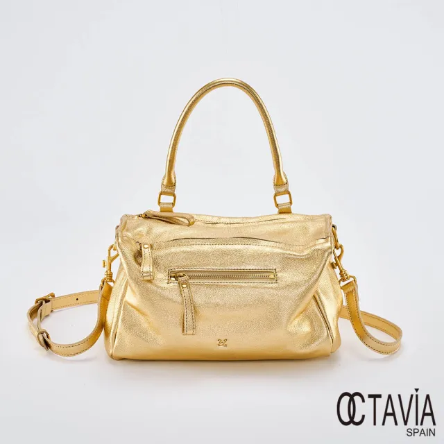 【OCTAVIA 8】雙11 OCTAVIA8 真皮- QUEEN  牛皮手提肩斜背單把空氣方包 - PARTY 金(OCTAVIA 8 真