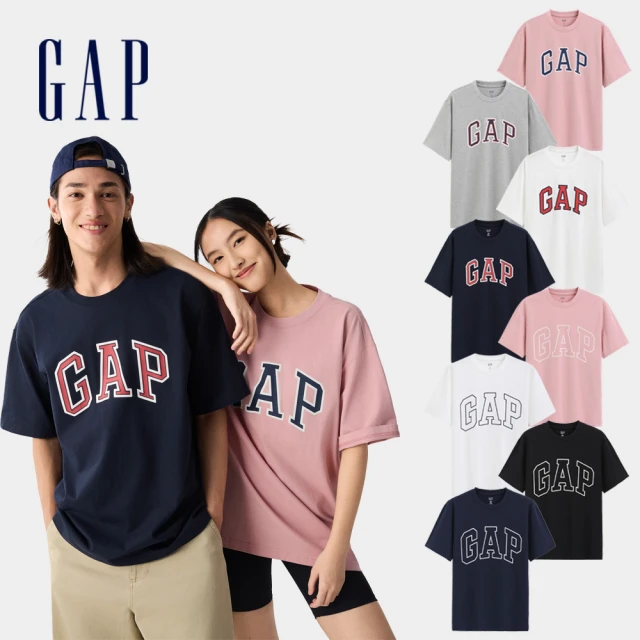 GAP 男裝 Logo純棉印花圓領短袖T恤-粉色(725616)