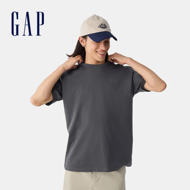 GAP 男裝 Logo純棉圓領短袖T恤-灰色(725619)