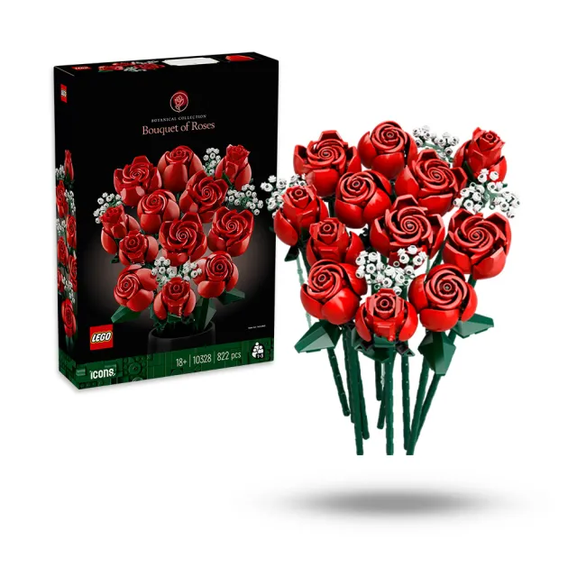 【LEGO 樂高】Botanicals 10328 玫瑰花束(居家擺飾 禮物 花藝 手工藝 母親節禮物)