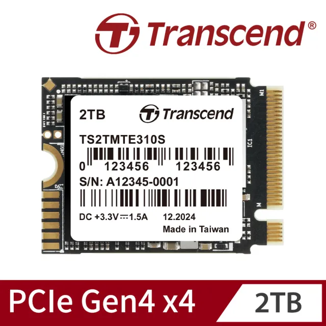 【Transcend 創見】MTE310S 2TB M.2 2230 PCIe Gen4x4 SSD固態硬碟(TS2TMTE310S)