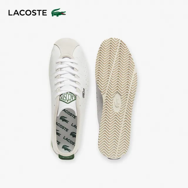 【LACOSTE】男鞋- Club-Low皮革沖孔復古運動休閒鞋(白色/墨綠配色)