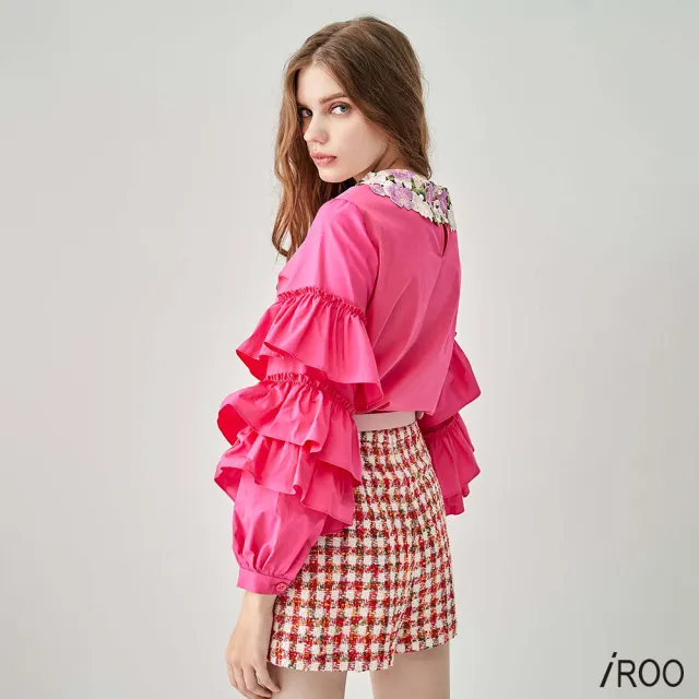 【iROO】顆粒花呢紗短裙