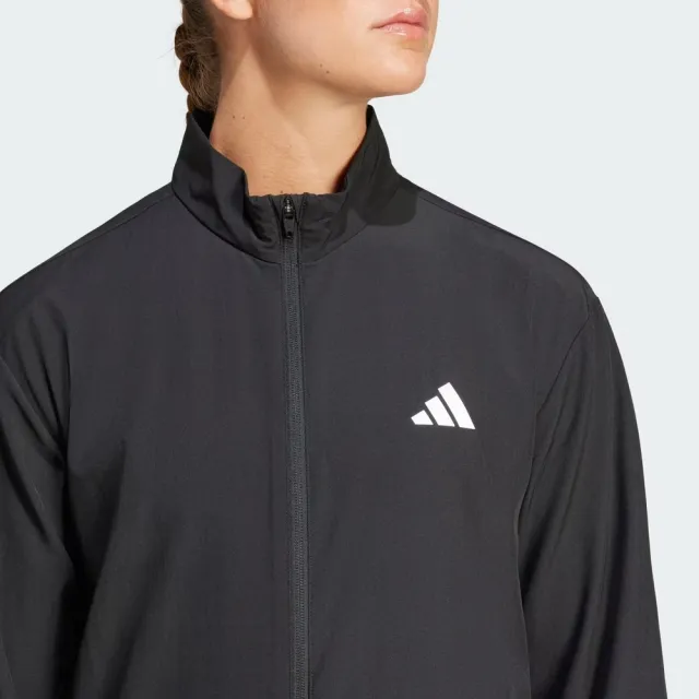 【adidas 愛迪達】TE 3S Woven JKT 女 立領外套 運動外套 休閒穿搭 吸濕排汗 黑(JD6539)