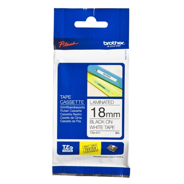 【brother】官方直營 TZe-241 護貝標籤帶 18mm 白底黑字