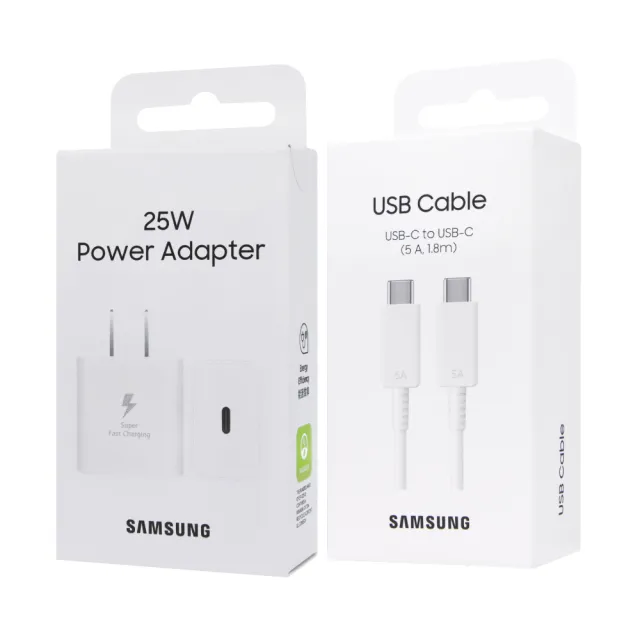 【Samsung 三星】原廠 25W PD 3.0超快充T2510+5A 1.8m 雙Type C 線DX510(公司貨)