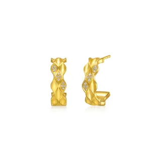 【點睛品】YuYu系列 時尚璀璨 黃金鑽石耳環(一對)