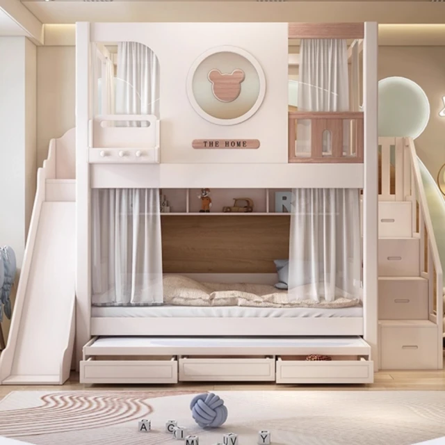 Taoshop 淘家舖Taoshop 淘家舖 M - 實木上下床｜小戶型雙層床｜組合高低床 - 810(全實木梯櫃床+三抽拖床 1.5米)