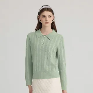【ILEY 伊蕾】溫柔羊毛混紡針織上衣(綠；M-XL；1244375004)