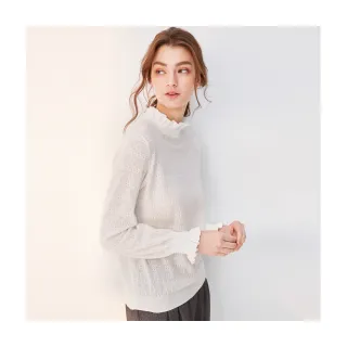 【Le Polka】半高領荷葉針織上衣-女