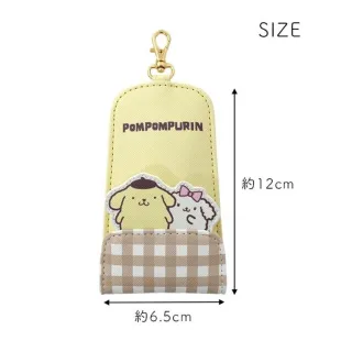 【小禮堂】雙11 Sanrio 三麗鷗 皮質伸縮鑰匙包 - 夥伴 格紋款 Kitty 美樂蒂 酷洛米(平輸品)