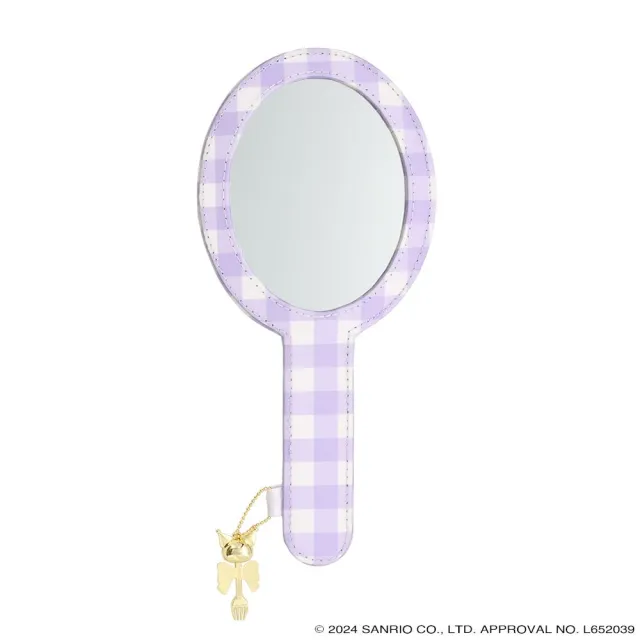 【小禮堂】Sanrio 三麗鷗 酷洛米 手拿鏡 - 格紋蘿莉(平輸品)
