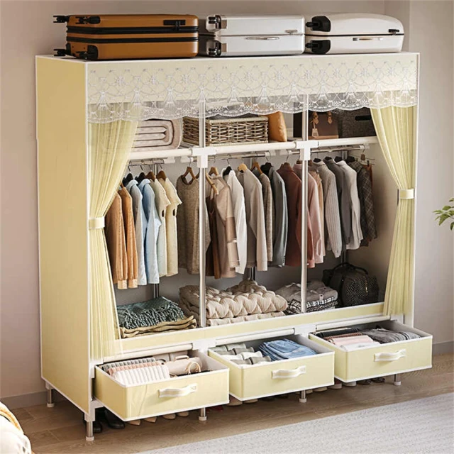 好脈 簡安裝加厚折疊布衣櫃 收納櫃(加粗加固全鋼架收納掛衣櫃 好脈 簡安裝加厚折疊布衣櫃 收納櫃(加粗加固全鋼架收納掛衣櫃