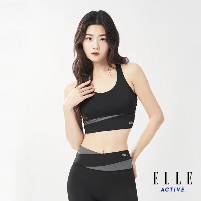 ELLE ACTIVE 女款 兩色拼接無袖瑜珈背心-黑色(EA24A2W1001#99)