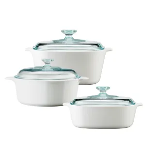 【美國康寧 Corningware】康寧純白鍋超值三件組(3L+2.25L+1L)