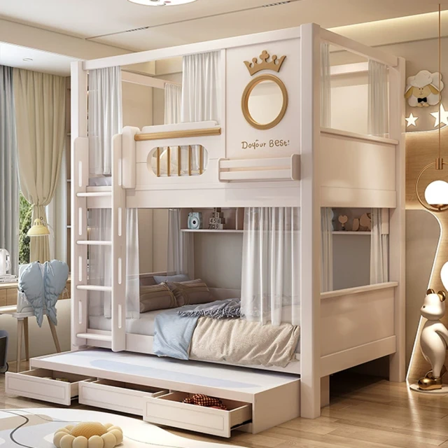 MUNA 家居 4505型3.8尺松木實木雙層床(床架 床台