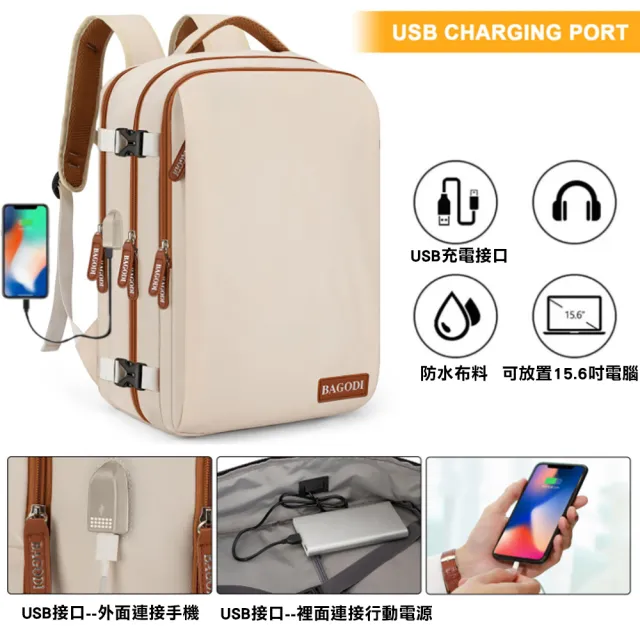 【BAGODI】大容量旅行出差電腦包 雙肩背包(多色可選)