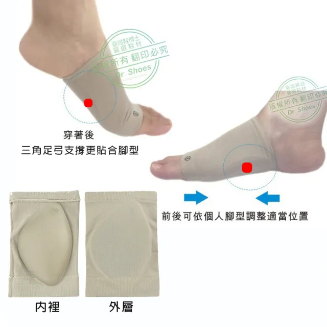 【鞋博士嚴選鞋材】襪套足弓鞋墊足弓襪足弓墊(採用高級布料 矽膠墊足弓墊支撐)