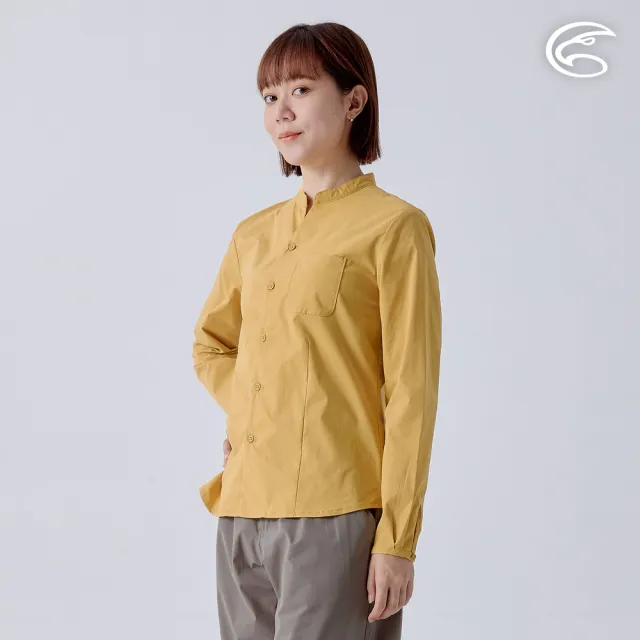 【ADISI】女UPF50+透氣快乾長袖襯衫 AL2411018 銘黃 S-2XL(抗UV 彈性 吸濕 速乾 輕薄 休閒上衣)