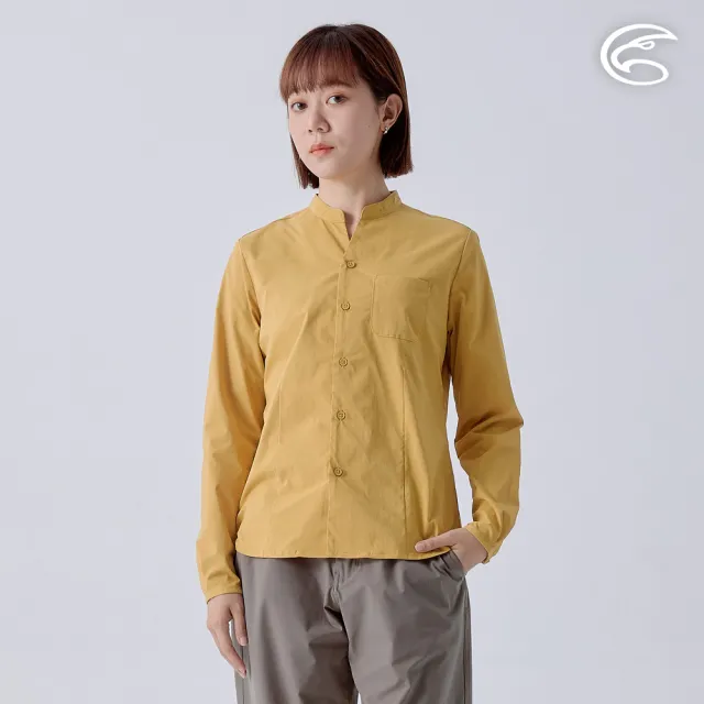 【ADISI】女UPF50+透氣快乾長袖襯衫 AL2411018 銘黃 S-2XL(抗UV 彈性 吸濕 速乾 輕薄 休閒上衣)