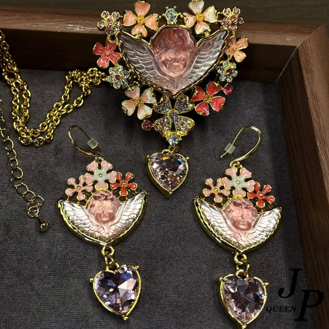JpqueenJpqueen 睡夢天使花漾文藝中古宮廷耳環項鍊(耳環項鍊可選)