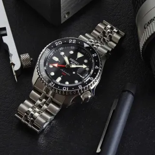 【SEIKO 精工】5 Sports系列 GMT機械腕錶/黑x銀42.5mm(SSK001K1/4R34-00A0D)