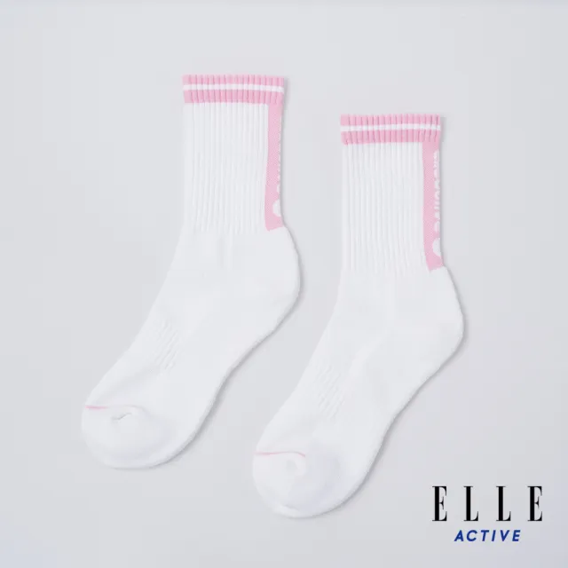 【ELLE ACTIVE】男女適穿 運動休閒中筒襪-粉色(EA24M2FS201#72)