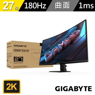 【GIGABYTE 技嘉】GS27QCA 27型 180Hz 1ms 2K曲面電競螢幕(QHD/2K/180Hz/1ms/VA 1500R/DP/HDMI2.0/HDR)