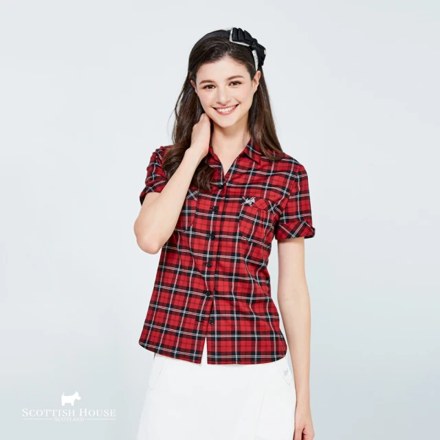SCOTTISH HOUSE 紅黑格 輕磨毛 波浪小圓裙CF
