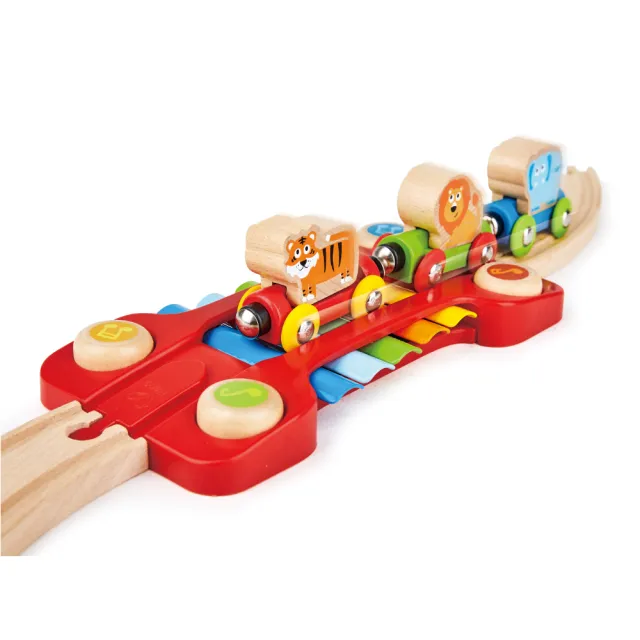 【Hape】音樂跳跳猴軌道玩具-19件組(軌道遊戲/家家酒玩具/木製玩具/木頭玩具)