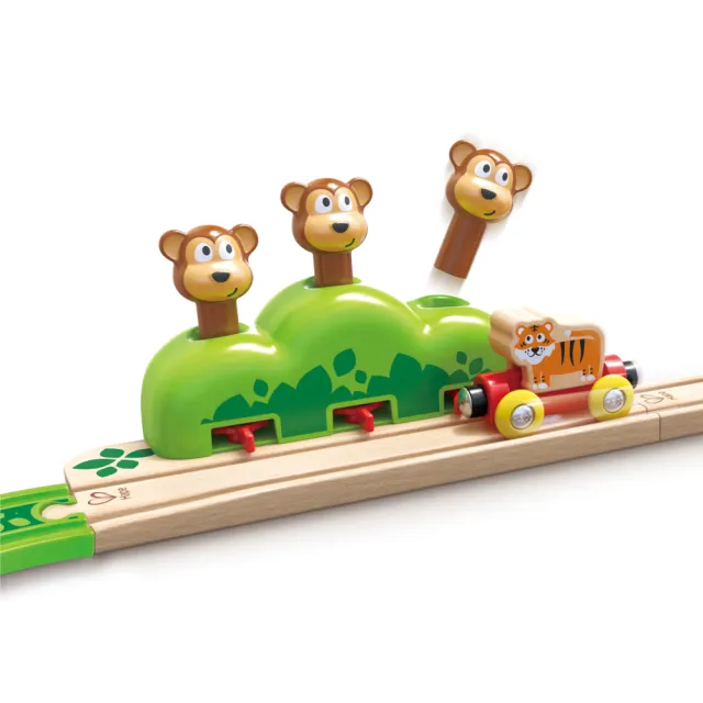 【Hape】音樂跳跳猴軌道玩具-19件組(軌道遊戲/家家酒玩具/木製玩具/木頭玩具)