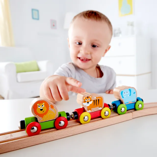 【Hape】音樂跳跳猴軌道玩具-19件組(軌道遊戲/家家酒玩具/木製玩具/木頭玩具)