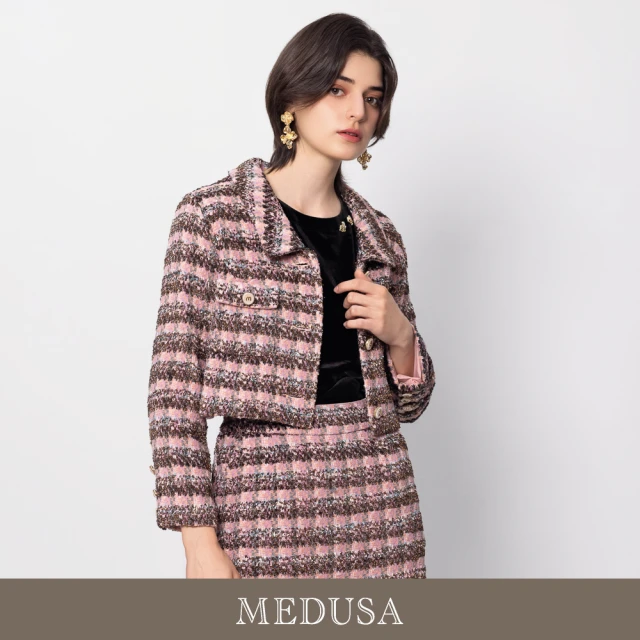 MEDUSA 曼度莎 現貨-粉紅 miu 系毛呢西裝外套（M-XL）｜女毛呢外套 女小香風外套(501-7260A)