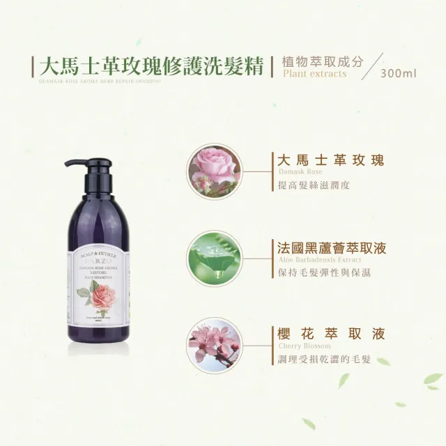 【LODNI 蘿德妮】大馬士革玫瑰修護洗髮精300mL(乾性、染燙受損髮適用)