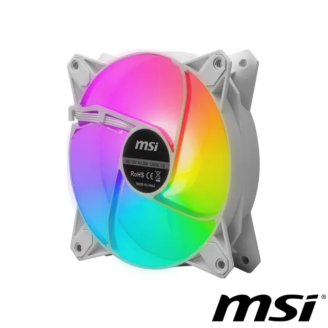 【MSI 微星】F120 ARGB WHITE-3RW 機殼散熱風扇(白色)