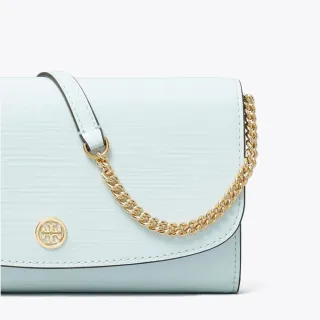 【TORY BURCH】專櫃經典款 ROBINSON金字LOGO防刮牛皮側背/斜背兩用包 WOC(三色可選)