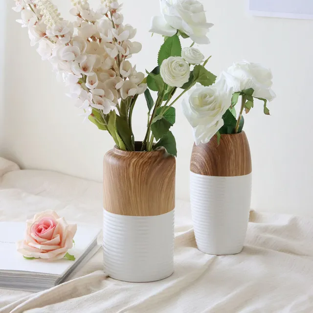 【Just Home】沐白陶韻陶瓷花器19.5cm/20cm任選(花器 插花 居家裝飾 園藝 佈置 桌面擺設)