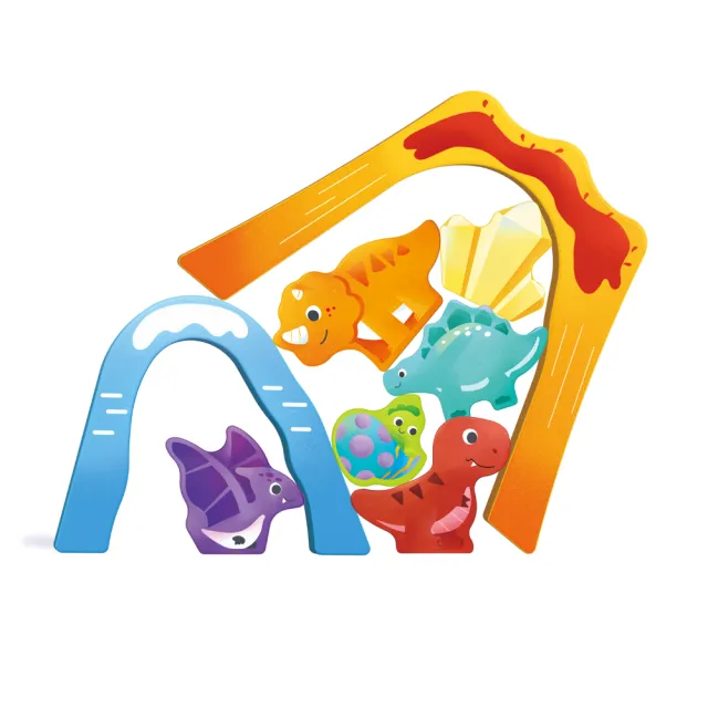 【Hape】恐龍世界火車軌道組/玩具盒27件組_附收納箱(軌道遊戲/家家酒玩具/木製玩具/木頭玩具)