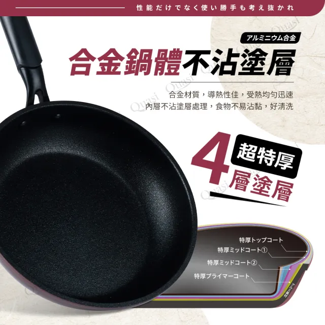 【Quasi】黑鼎釜輕量不沾耐磨平底鍋22cm(適用IH電磁爐)