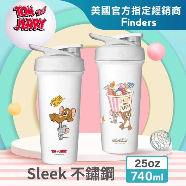 Blender Bottle Strada Sleek不鏽鋼｜湯姆貓與傑利鼠 按壓防漏水壺740ml(BlenderBottle/保溫杯/隨行杯)