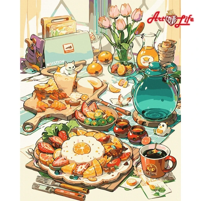 【ArtLife 藝術生活】DT079完美早餐40*50CM(數字油畫 DIY DIY數字油畫 交換禮物 畫畫玩具)