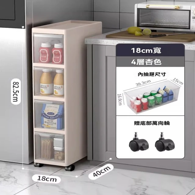 顧家家居 16面寬廚房收納櫃 縫隙架 夾縫收納櫃(六層附帶輪