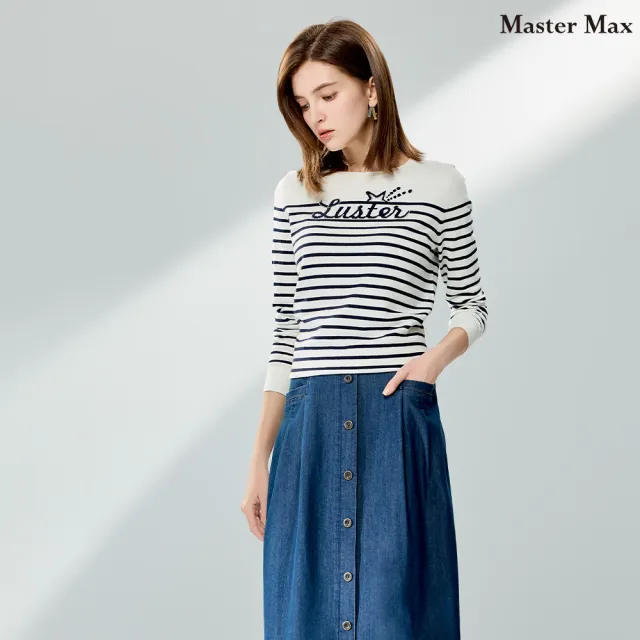 【Master Max】簡約日系感條紋繡字針織上衣(8428042)