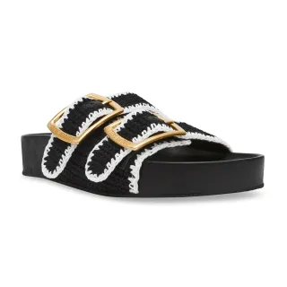 【steve madden】ON DECK 編織雙釦帶拖鞋(黑色)