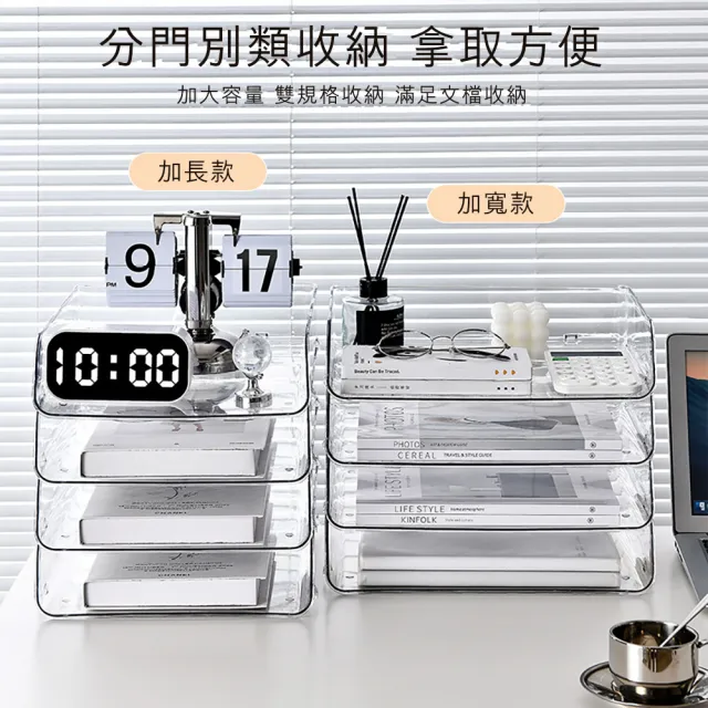【茉家】極簡透明PET材質A4文件收納架(2層)