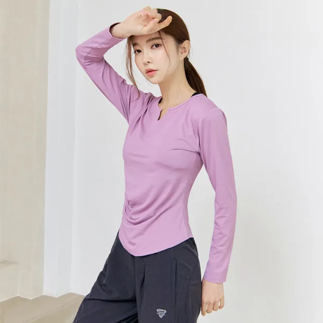 【BODYAIR】任2入 修小V臉側抽褶長袖上衣(瑜珈.慢跑.運動.健身.透氣.舞蹈.運動服)